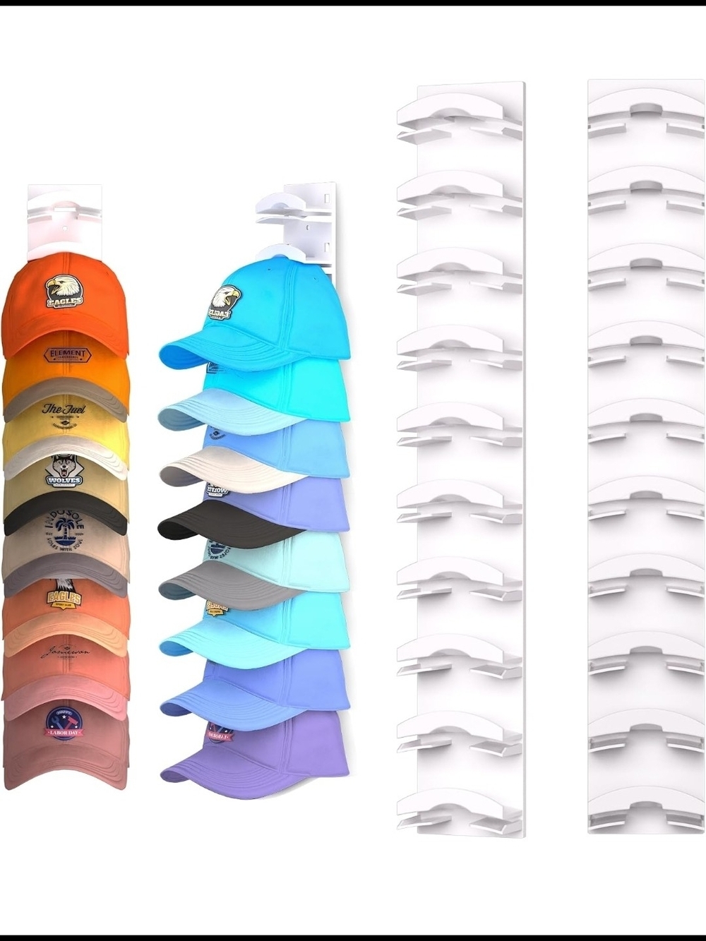 2 Pack White Hat Rack Storage Organizer for Baseball Caps - Holds up to 10 Hats